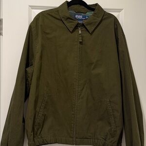 Vintage Polo Ralph Lauren Flannel Lined Twill Jacket Sz XL Olive Harrington Mens